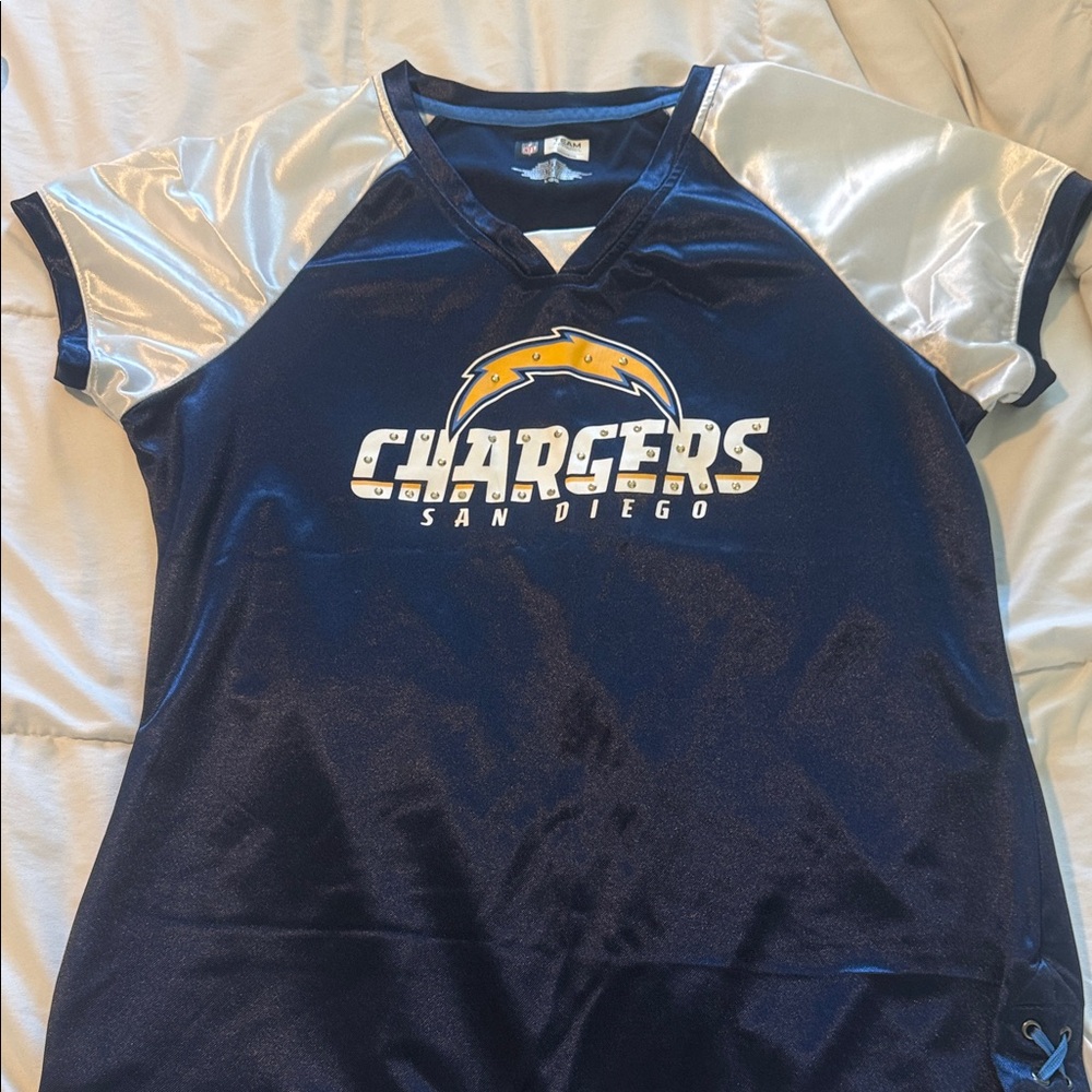 NFL San Diego Chargers Navy and White Jersey Top